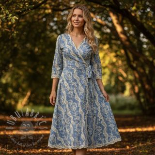 Bombažna tkanina JEANS EMBROIDERY Flora design B