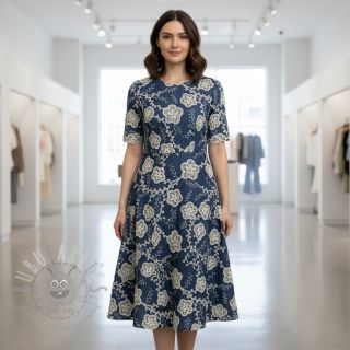 Bombažna tkanina JEANS EMBROIDERY Flora design C