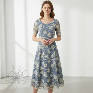 Bombažna tkanina JEANS EMBROIDERY Flora design D