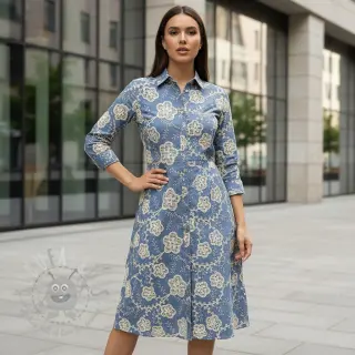 Bombažna tkanina JEANS EMBROIDERY Flora design D