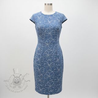 JEANS DENIM JACQUARD Flowers indigo