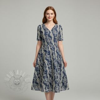 Bombažna tkanina JEANS EMBROIDERY Flora design A