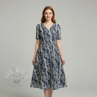 Bombažna tkanina JEANS EMBROIDERY Flora design A