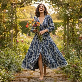 Bombažna tkanina JEANS EMBROIDERY Flora design A