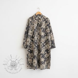 Bombažna tkanina JEANS EMBROIDERY Bouquet black