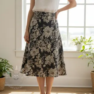 Bombažna tkanina JEANS EMBROIDERY Bouquet black