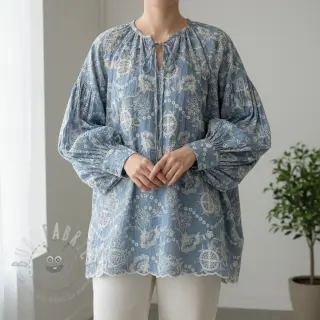 Bombažna tkanina JEANS Embroidery Buttercup