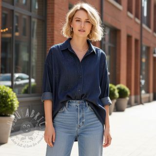 Bombažna tkanina JEANS FOIL Flowers