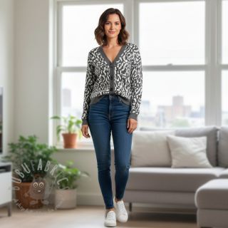 Pletenina jacquard Comfy Collage shapes grey