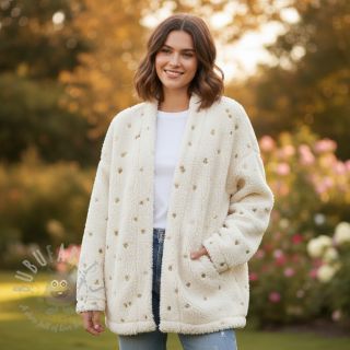 Plaščevina TEDDY Tossed hearts gold