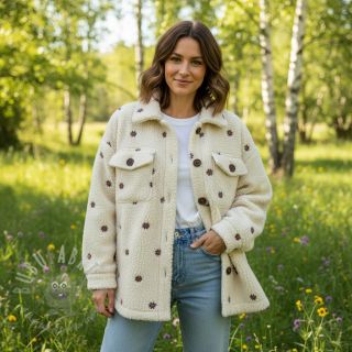 Plaščevina TEDDY EMBROIDERY Mini ecru