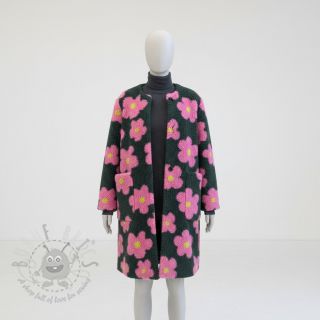 Plaščevina TEDDY JACQUARD Flowers army green/pink