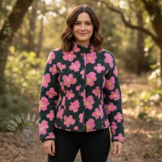 Plaščevina TEDDY JACQUARD Flowers army green/pink