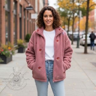 Plaščevina EMBROIDERY Little mushrooms old pink