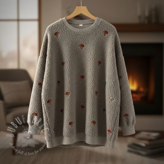 Plaščevina EMBROIDERY Little mushrooms pebble