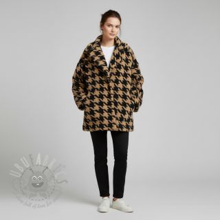 Plaščevina TEDDY JACQUARD PIED DE POULE camel