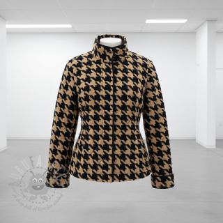 Plaščevina TEDDY JACQUARD PIED DE POULE camel