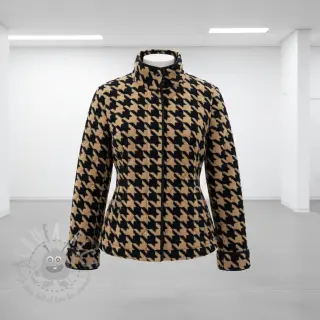 Plaščevina TEDDY JACQUARD PIED DE POULE camel