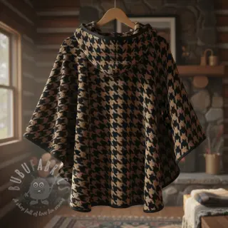 Plaščevina TEDDY JACQUARD PIED DE POULE camel