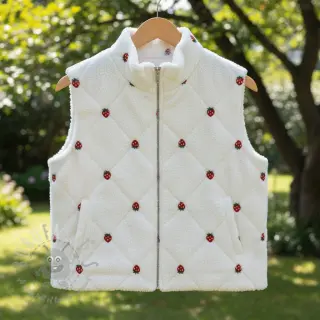 Plaščevina TEDDY EMBROIDERY Strawberries white