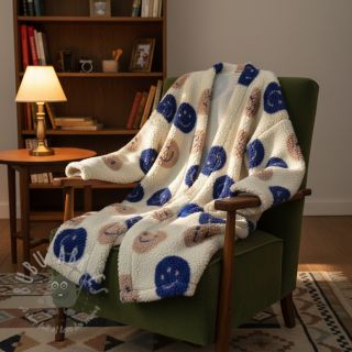 Plaščevina TEDDY JACQUARD Happy faces ecru