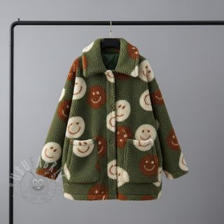 Plaščevina TEDDY JACQUARD Happy faces green