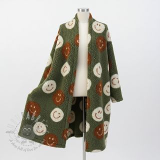 Plaščevina TEDDY JACQUARD Happy faces green