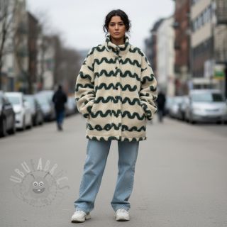 Plaščevina TEDDY JACQUARD Waves army green