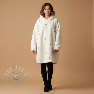 Plaščevina TEDDY EMBROIDERY Hearts ecru