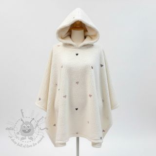 Plaščevina TEDDY EMBROIDERY Hearts ecru