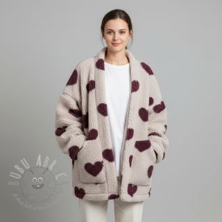 Plaščevina TEDDY JACQUARD Hearts rouge
