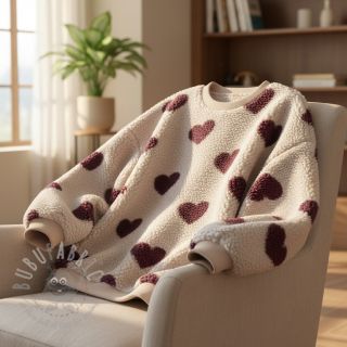 Plaščevina TEDDY JACQUARD Hearts rouge