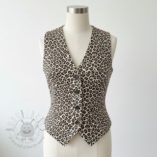 Žamet STRETCH Little Leopard light sand