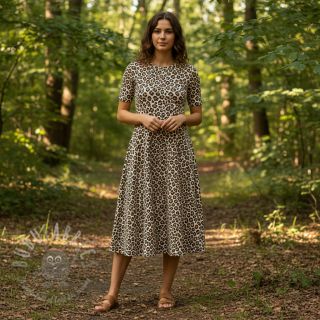 Žamet STRETCH Little Leopard light sand