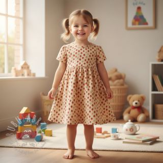 Žamet STRETCH Little strawberries sand