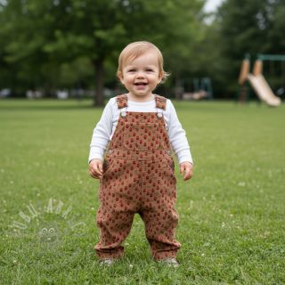 Žamet STRETCH Little strawberries taupe