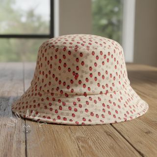 Žamet STRETCH Little strawberries light sand