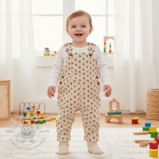 Žamet STRETCH Little cherry light sand