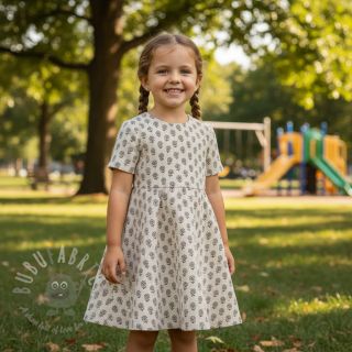 Žamet STRETCH Little flower light sand