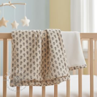 Žamet STRETCH Little flower light sand