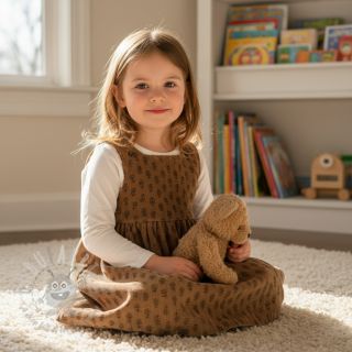 Žamet STRETCH Little flower taupe