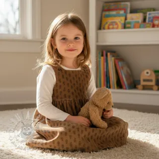 Žamet STRETCH Little flower taupe