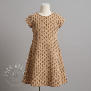 Žamet STRETCH Little flower sand