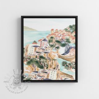 Dekorativno blago Houses ecru digital print