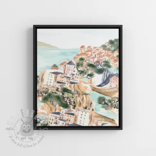 Dekorativno blago Houses ecru digital print