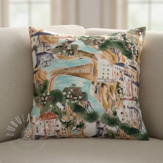 Dekorativno blago Houses ecru digital print