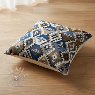 Dekorativno blago jacquard Kilim cobalt havane