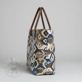 Dekorativno blago jacquard Kilim cobalt havane