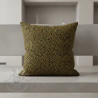 Dekorativno blago jacquard Mesopotamie noir jaune