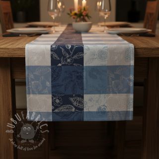 Dekorativno blago FRENCH TABLE CLOTH JACQUARD Cabosse allover indigo